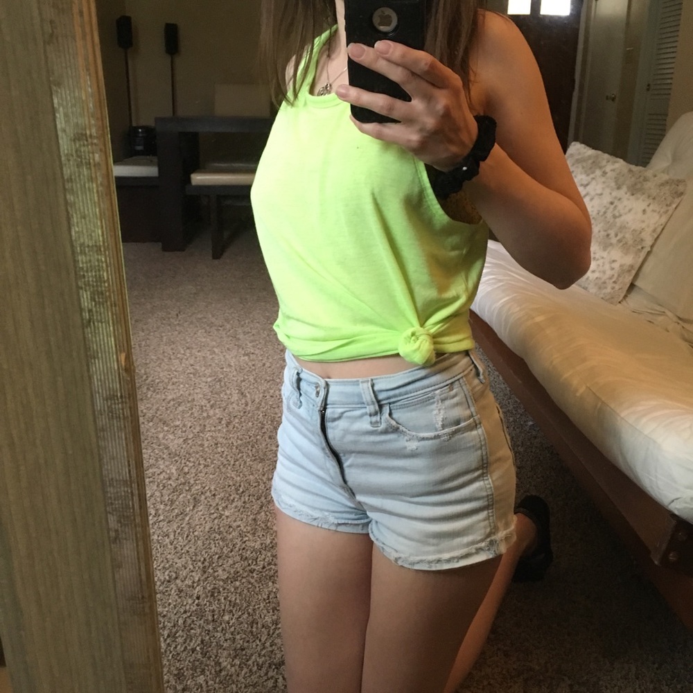 VS PINK neon open back twist tank